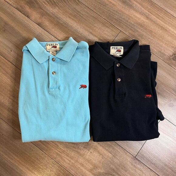 Perlis Lot‎ of 2 Casual Cotton Polo Men Medium Bin B-20 - Picture 1 of 6